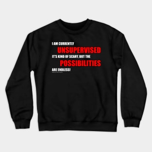 I'm Currently Unsupervised Funny Inspirational Novelty Gift Crewneck Sweatshirt